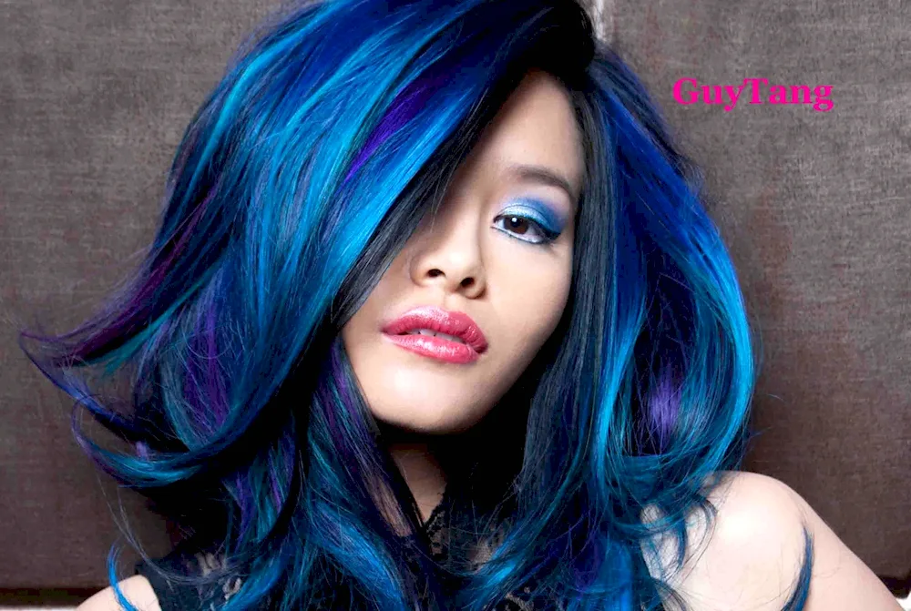 Red highlights on dark hair
