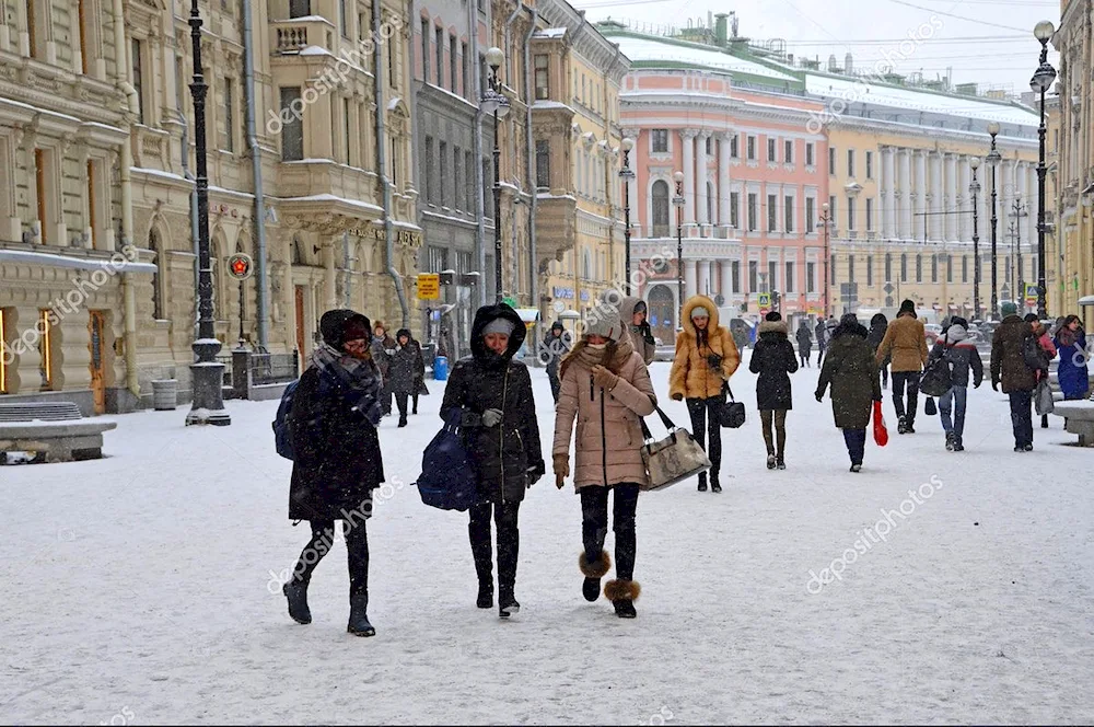 People in St. Petersburg in winter