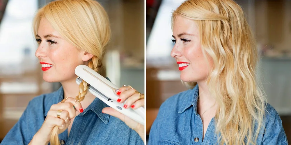 Beach bob curls with a flat iron