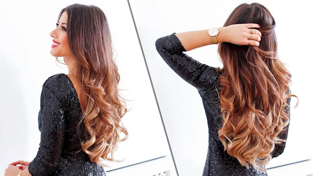Curls on the ends of long hair
