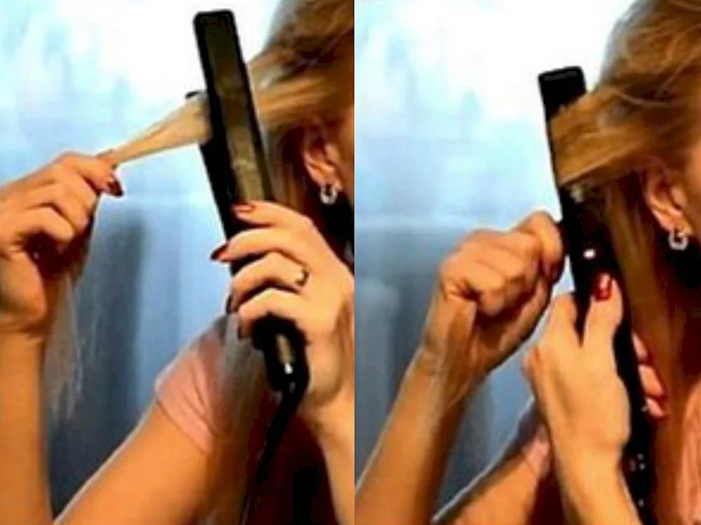 Middle hair curls with a straightener