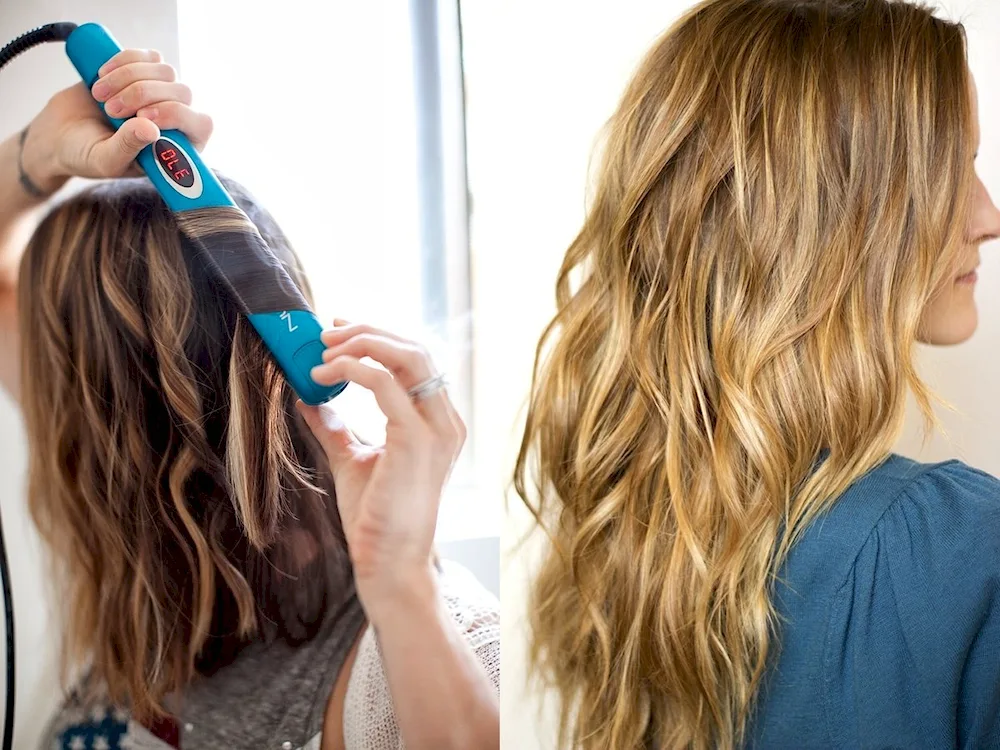 Beauty curls with iron