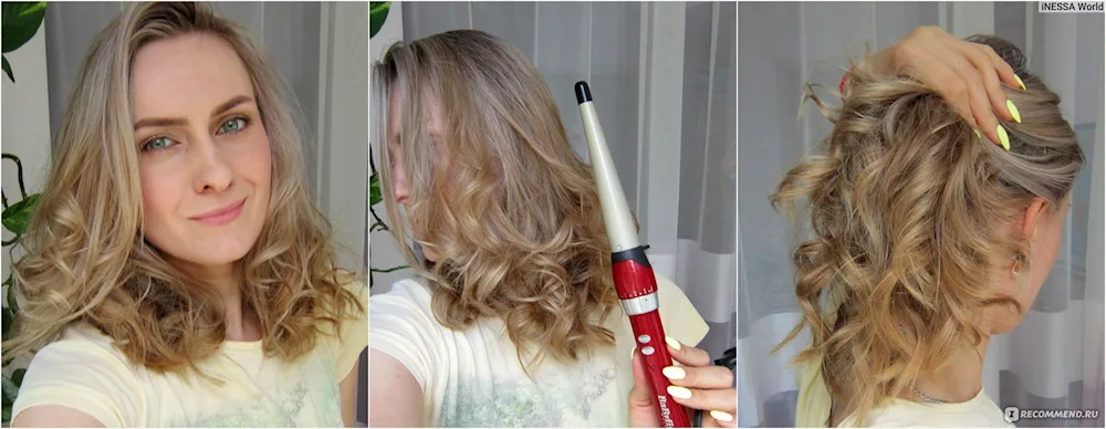 Short hair curls with iron
