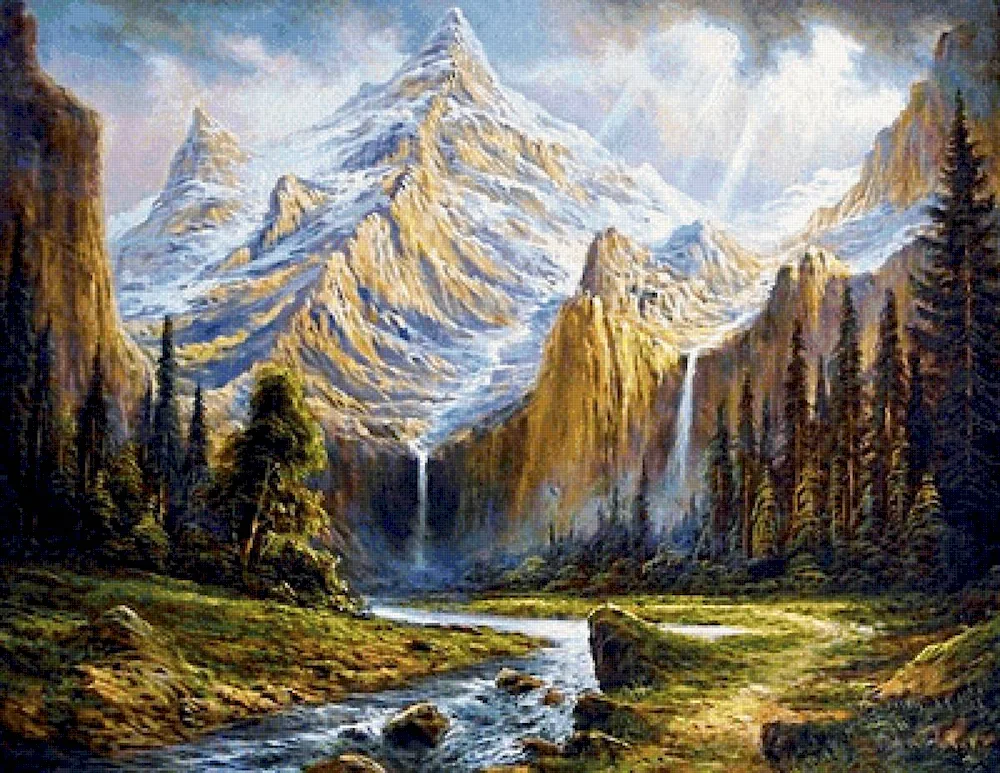 Mountainous Gorge Fantasy Art