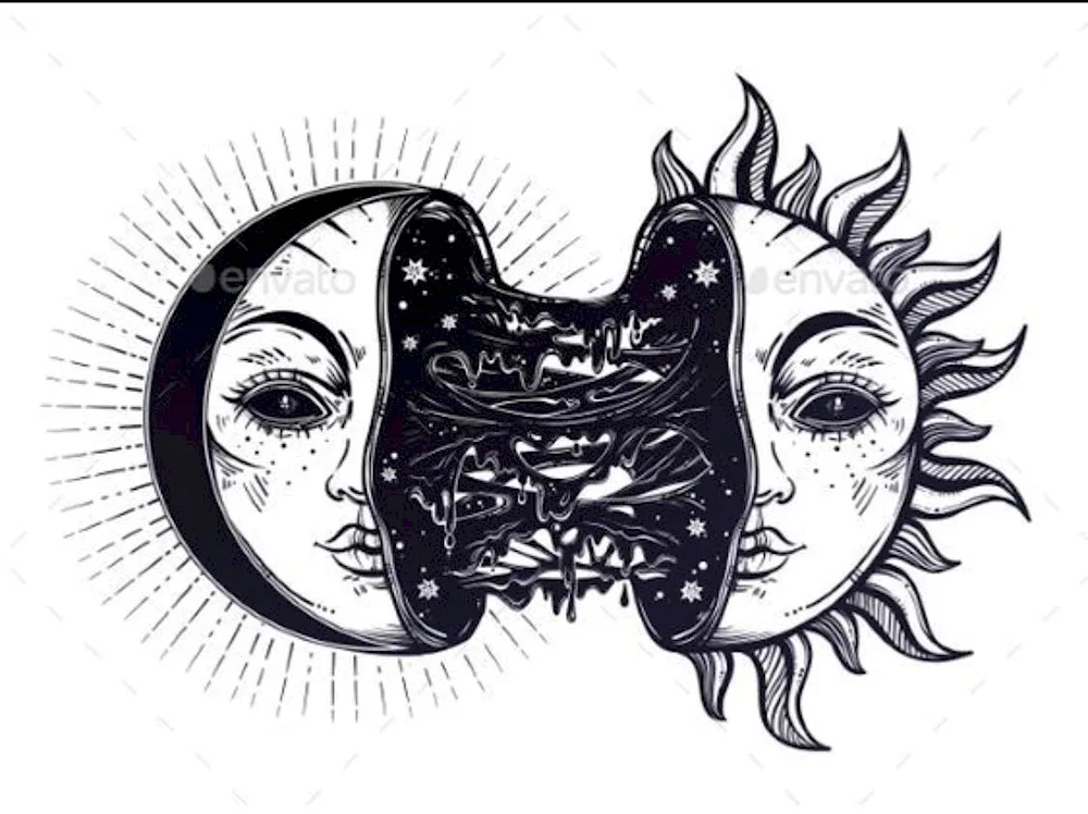 Lunar moon tattoo sketch