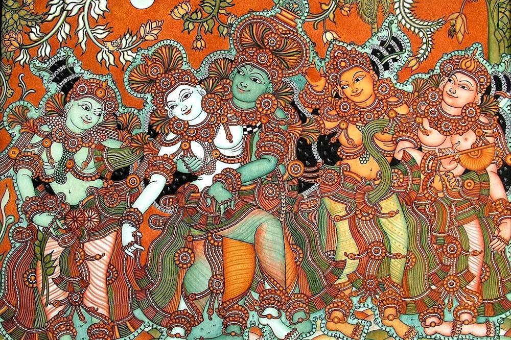 Madhubani painting of Krishna