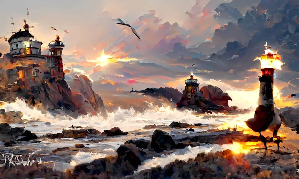 Painting Igor Sakharov mountains lake