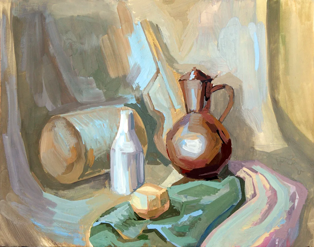 Gouache still life painting