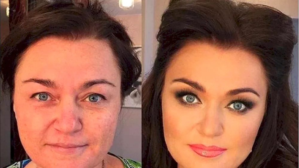 Makeup before and after
