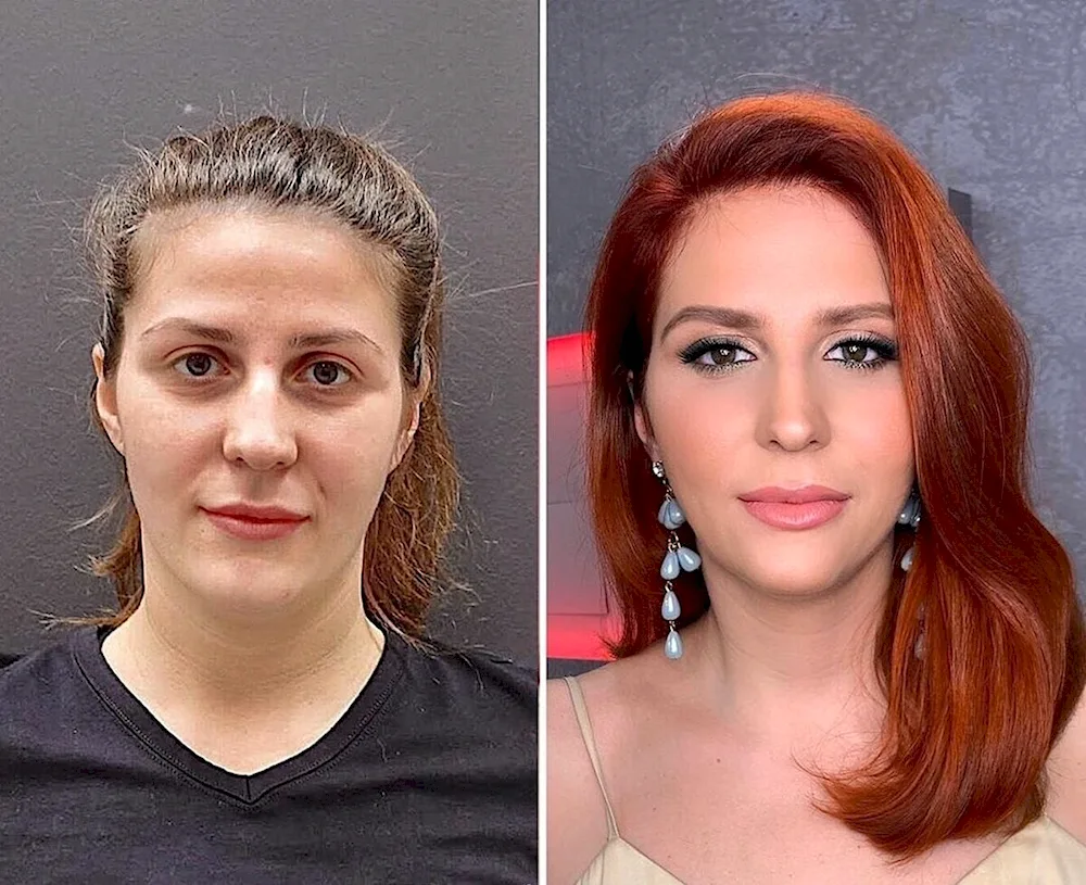 Make-up before and after