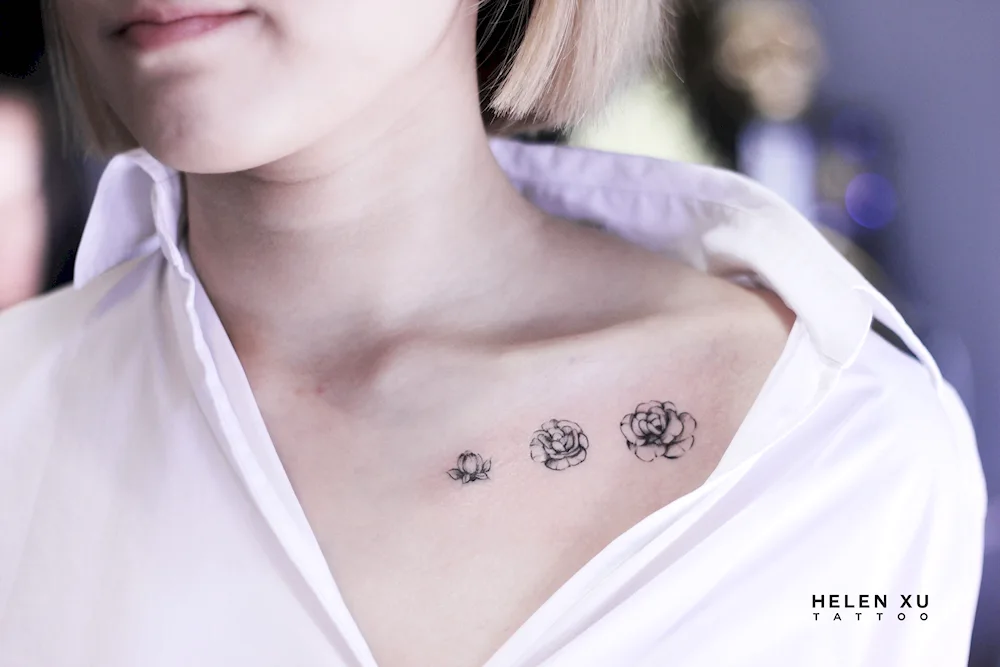 Hearts on collarbone