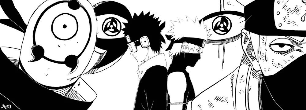 Naruto Manga Naruto eyes Kakashi and Obito