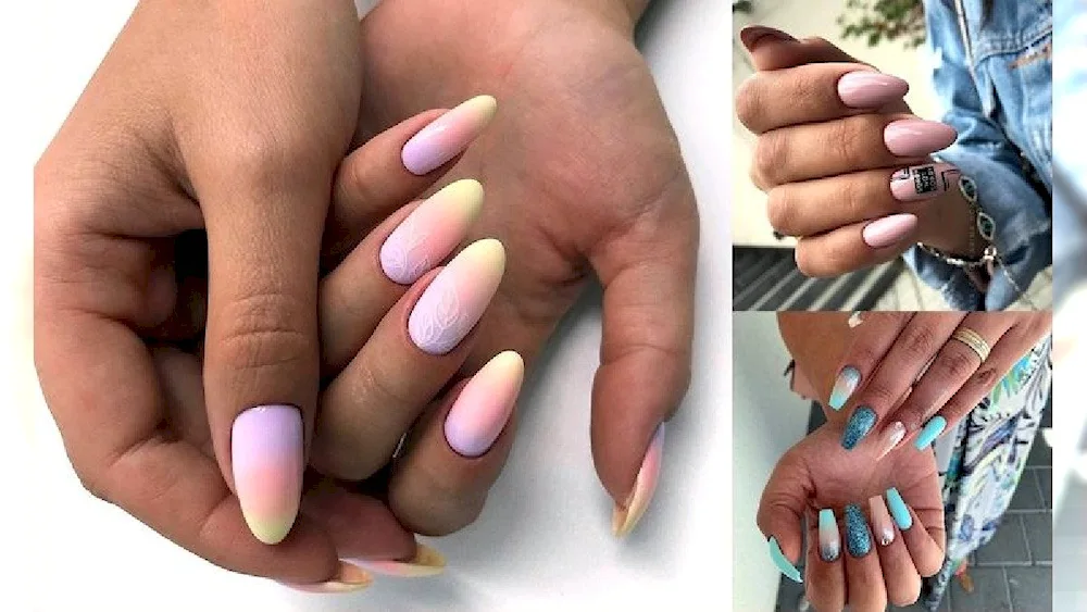 Gradient almond ombré manicure