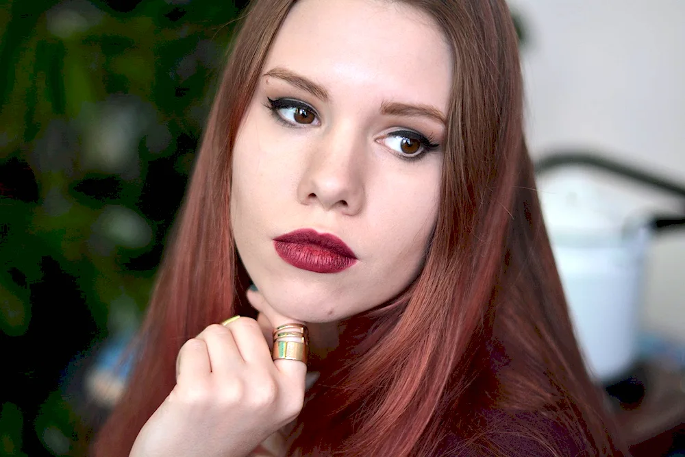 Burgundy shade lipstick