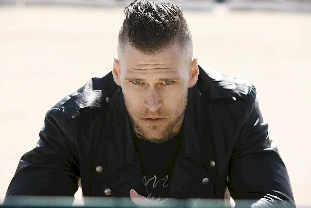 Motorcyclist in leather jacket