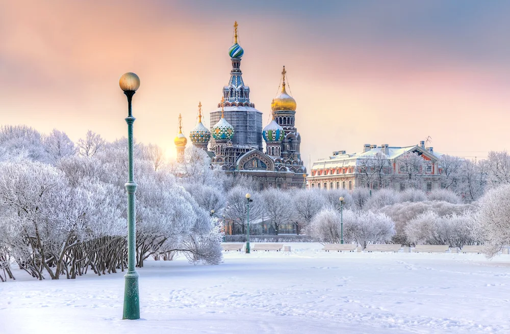 Marsovo Pole in St. Petersburg in winter