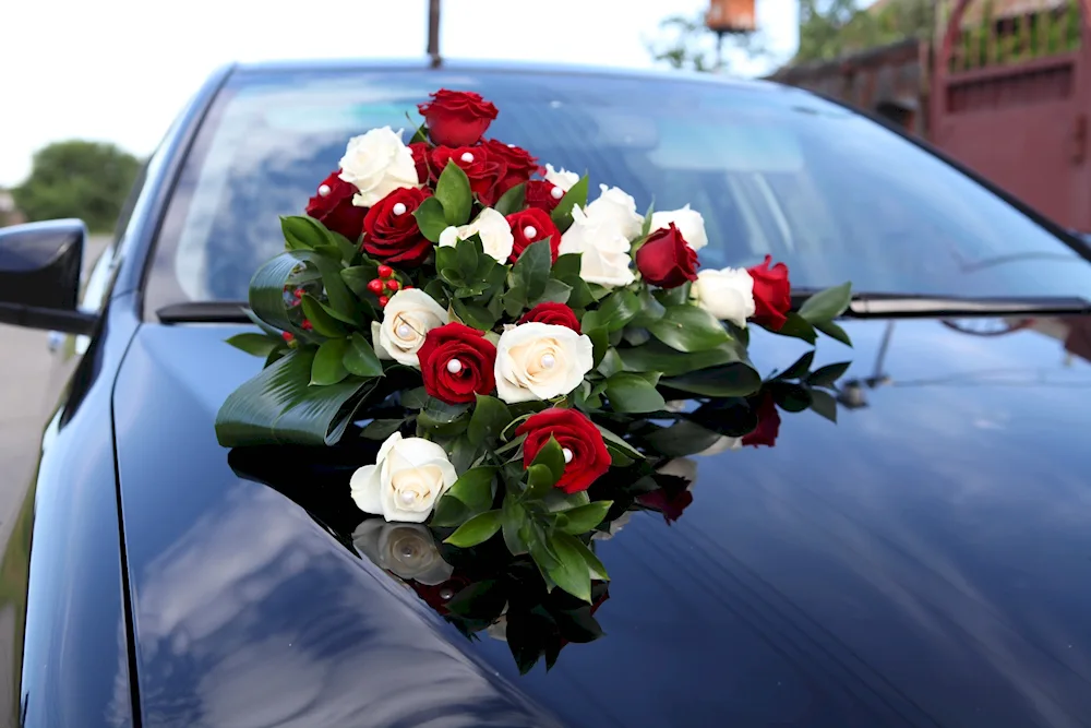 Car with flowers