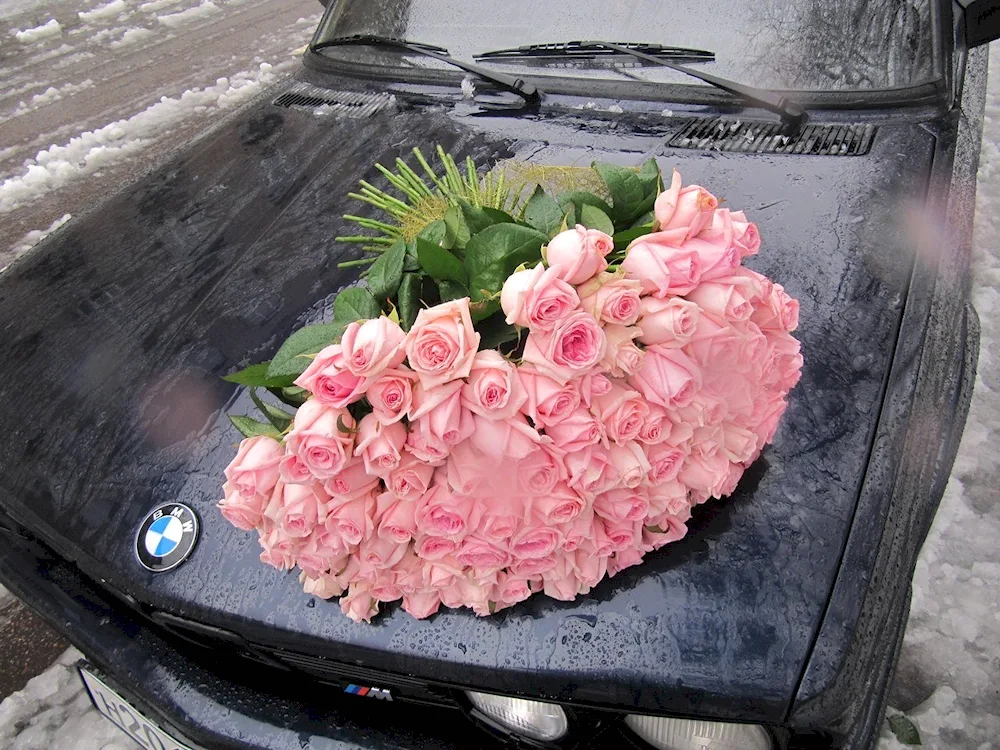 Car with flowers