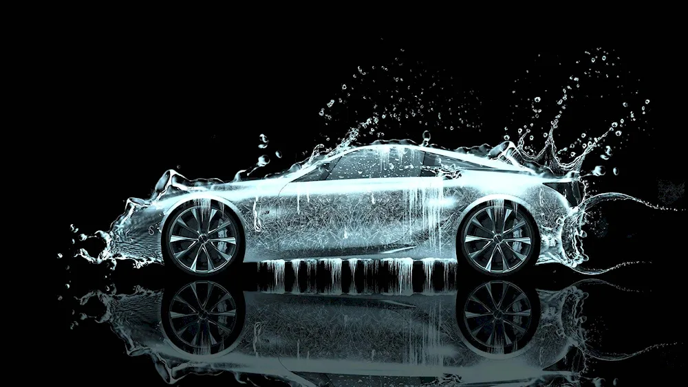 Car in splashing water