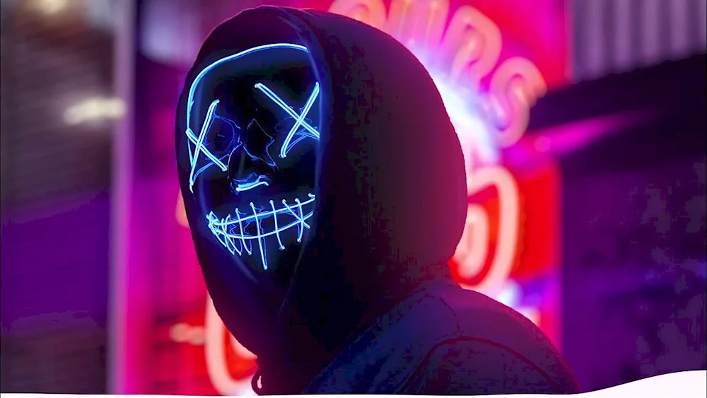 Anonymous Neon Mask Masque