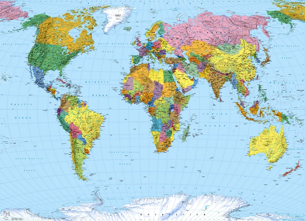 Scale political map of the world