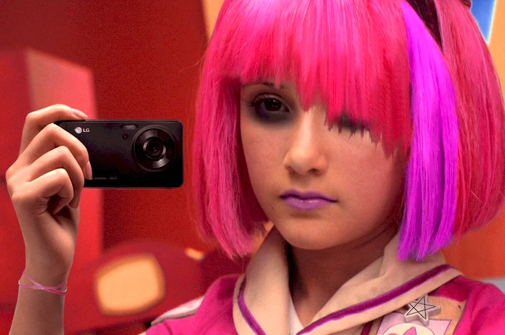 Pink strands near the face