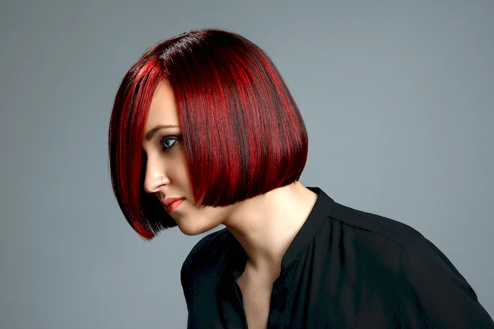 Red hair colouring on dark hair