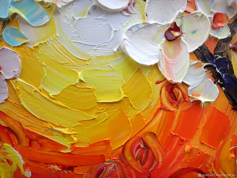 Overlapping strokes of oil paint