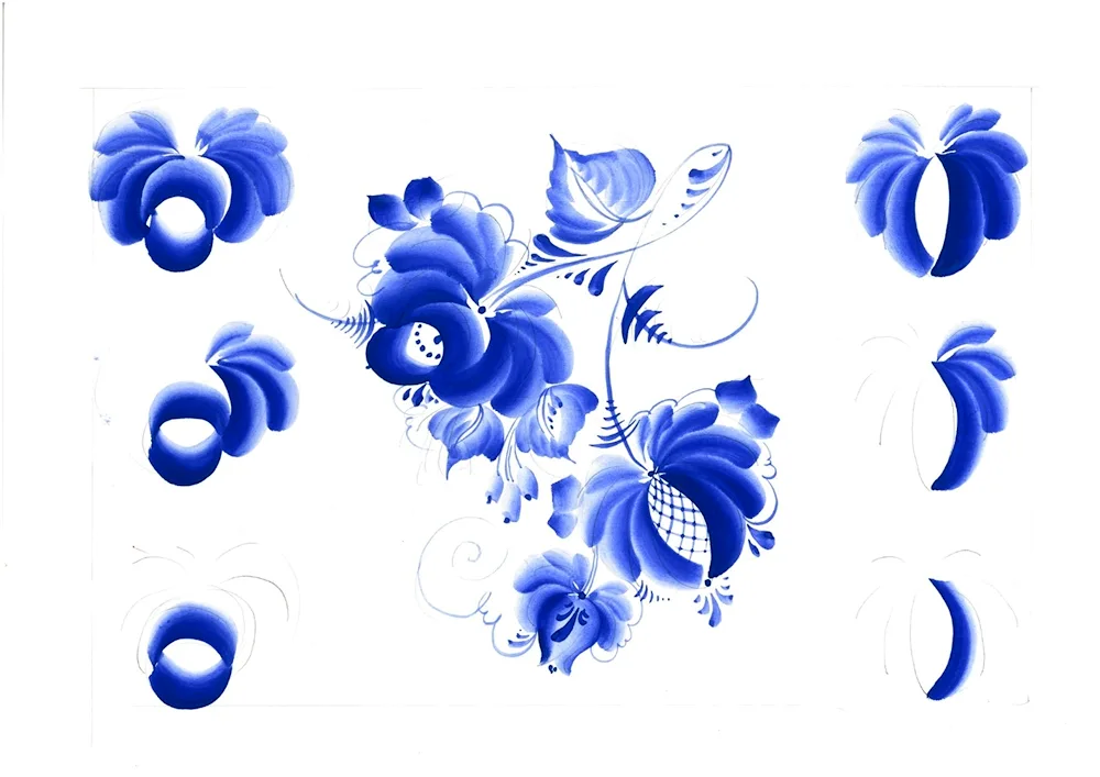 Elements of painting Gzhel for preschoolers