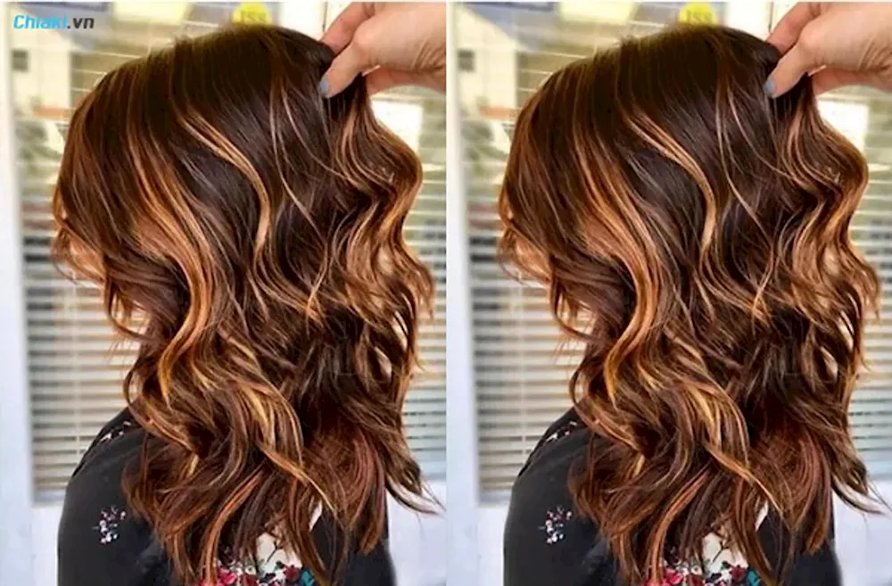 Brown hair with pink highlights Balayage 2020