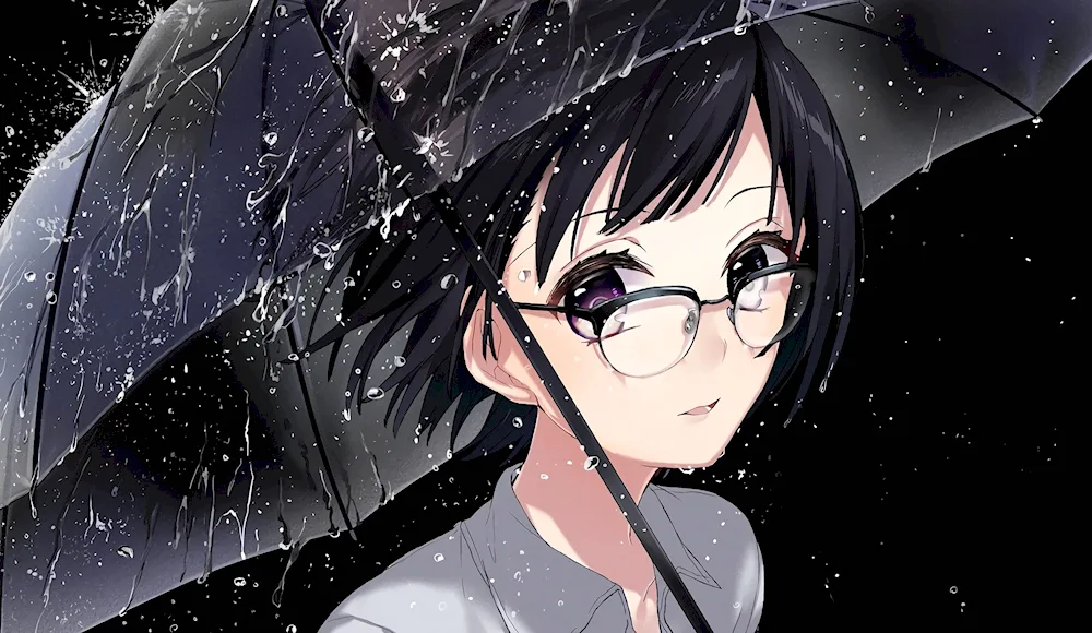 Anime girl wearing glasses