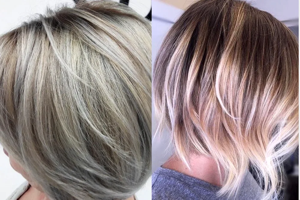 Back balayage on short blondes