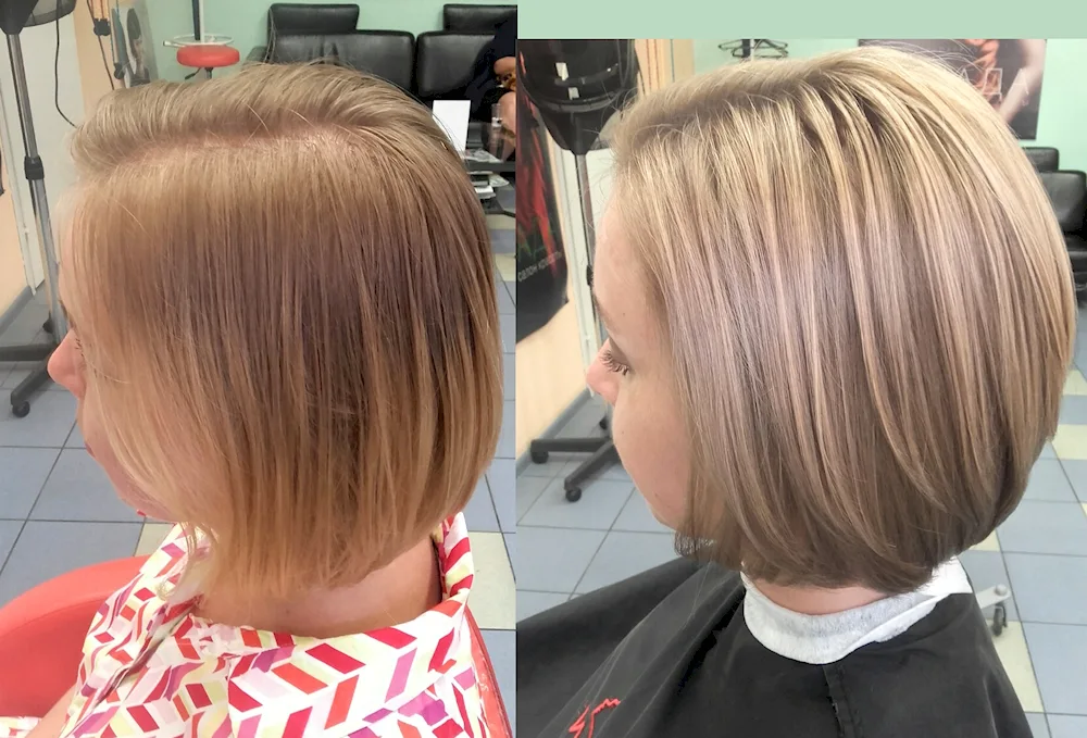 AIR touch colouring for short blonde hair