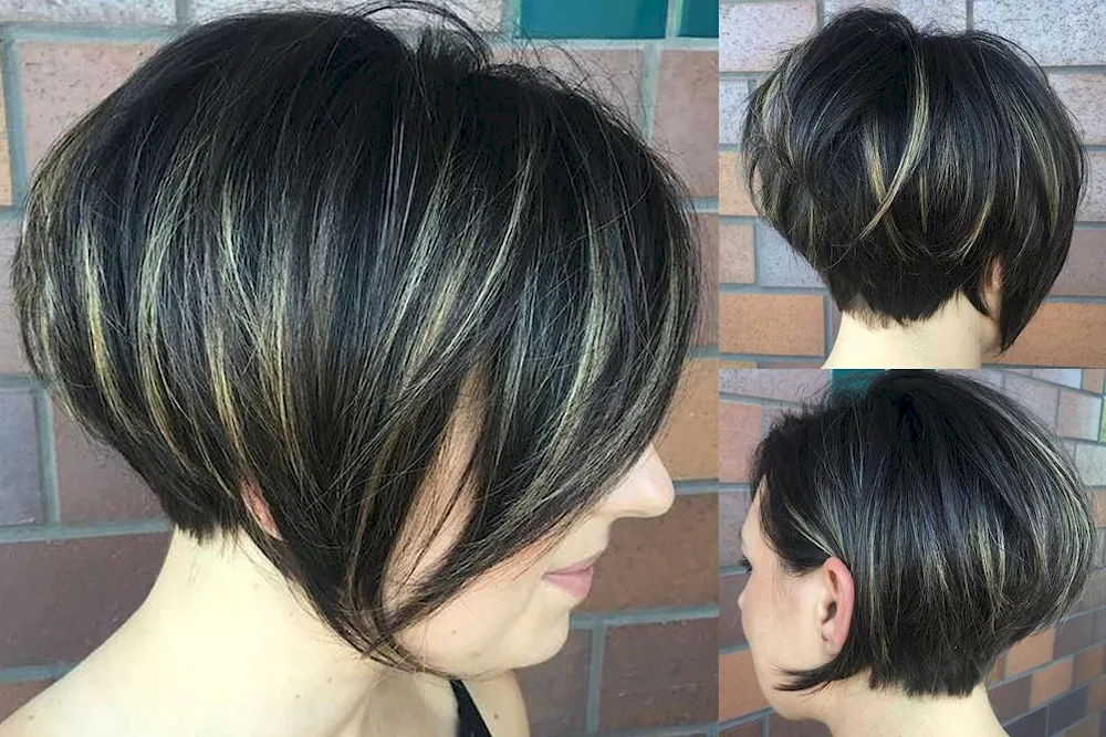 Dark hair short hair colouring