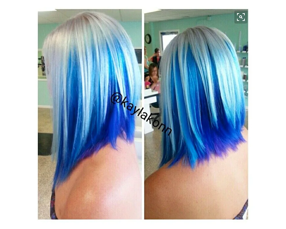 Blue colour balayage