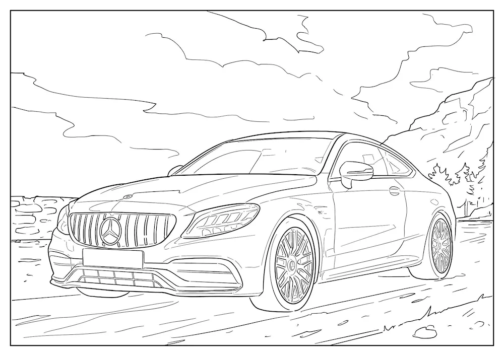 BMW e36 sedan colouring book