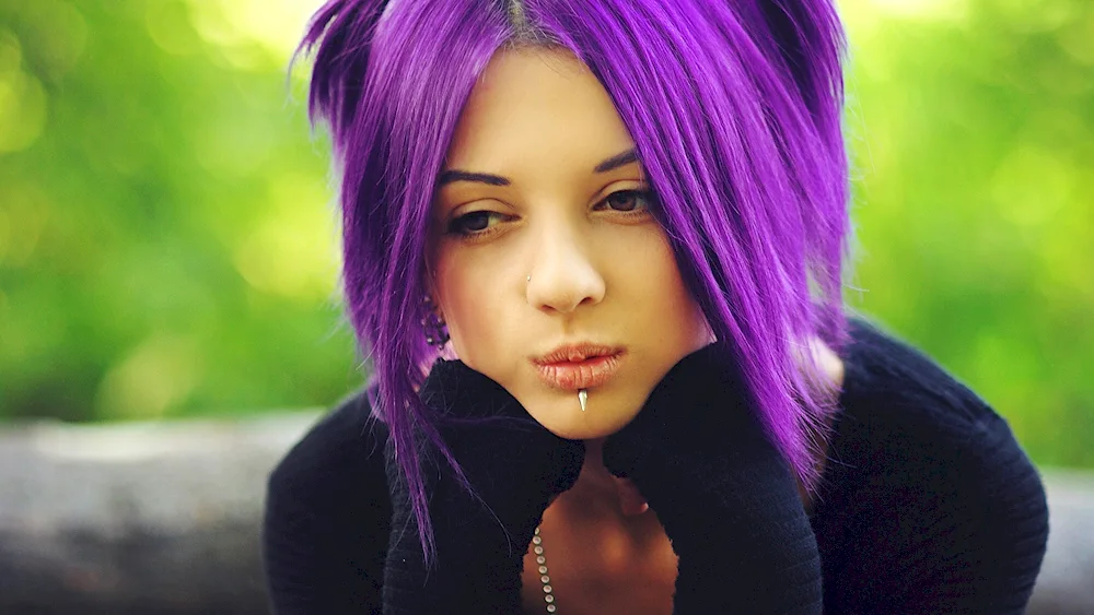 Mia Boyko with purple hair