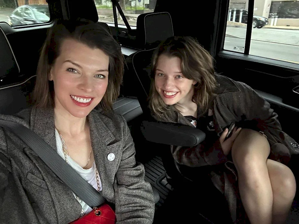 Milla Jovovich with daughter 2023