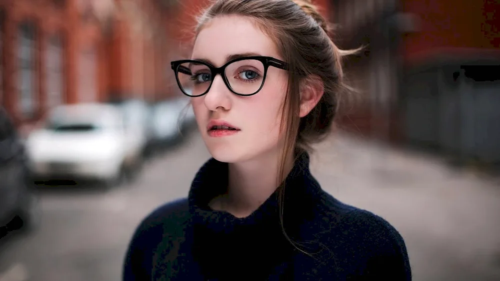 Cute girls in glasses portraits