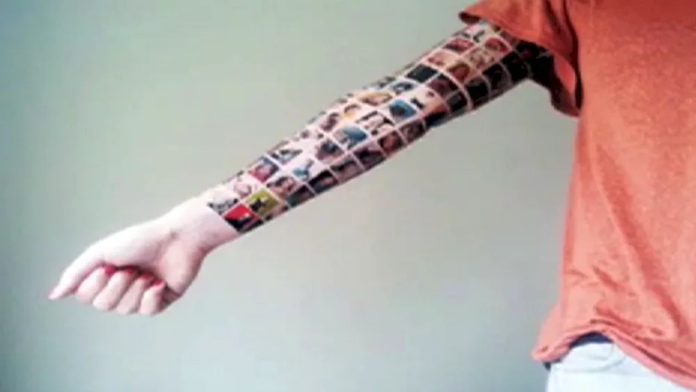 Many small tattoos on the arm