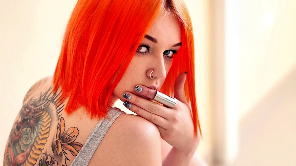 Red Titian hair colour