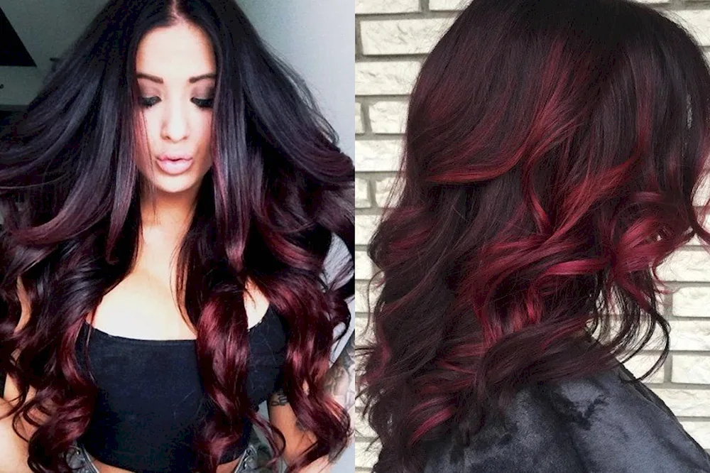 Fashionable colouring on dark hair