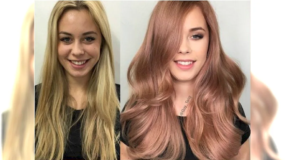Red hair with pink strands
