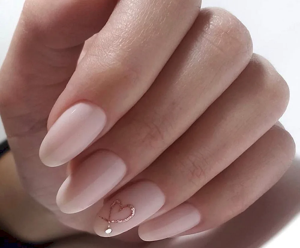 Nude manicure with spiderweb