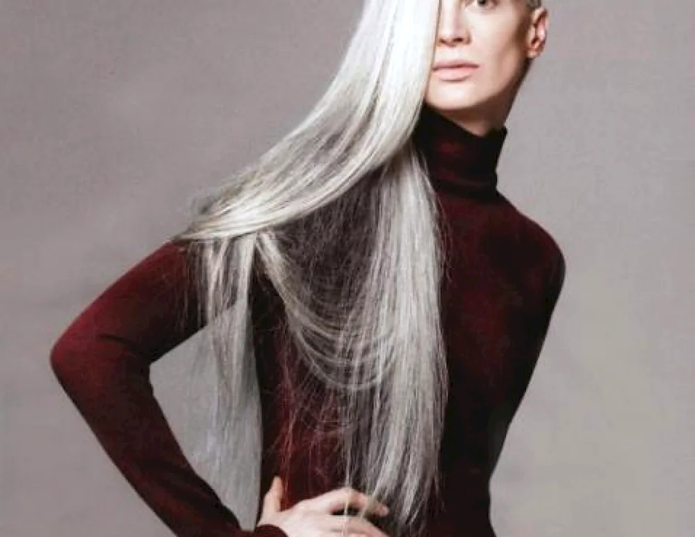 Young girl with grey hair