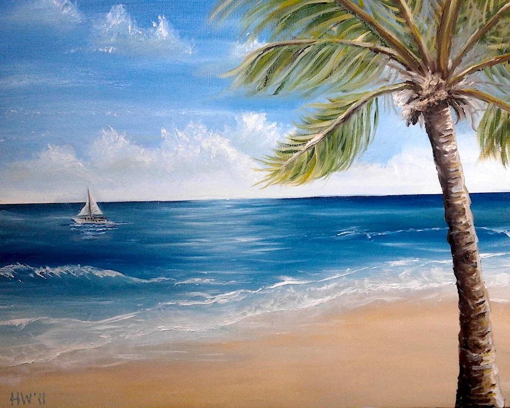 Tropical landscape in painting