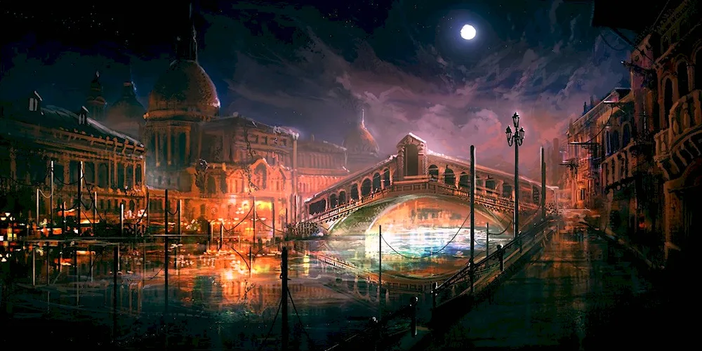 Rialto Bridge at night
