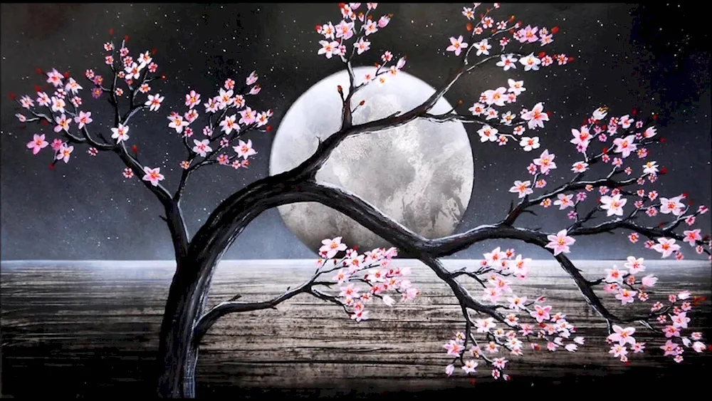 Sakura twig gouache