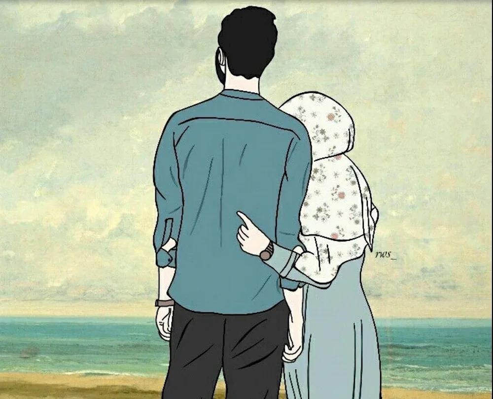 Muslim couple illustration