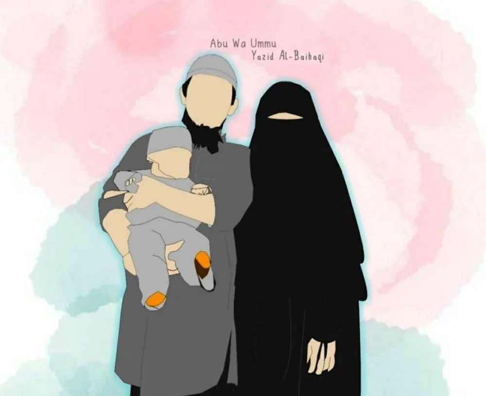 Muslim family niqab